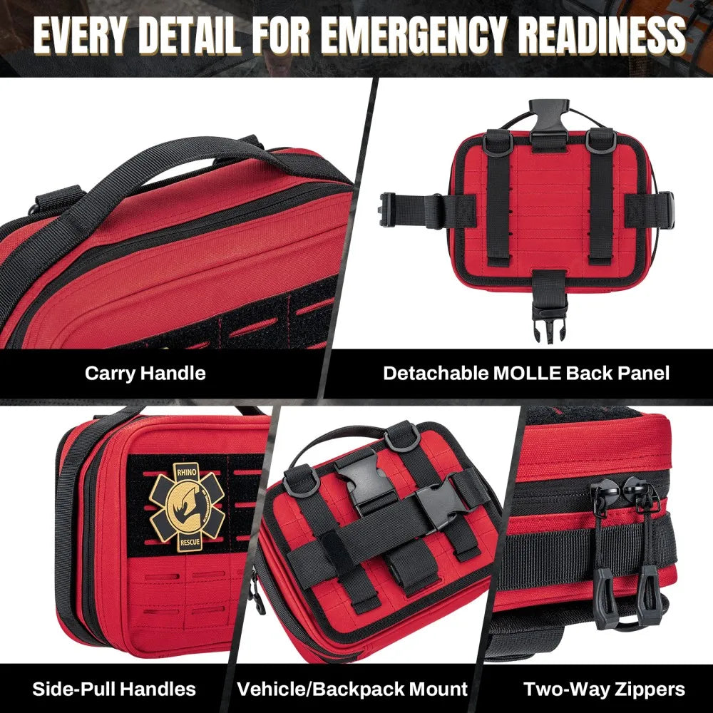 RHINO RESCUE large Car First Aid Kit IFAK POUCH Molle Medical Pouch for Travel Hiking Camping (empty bag)