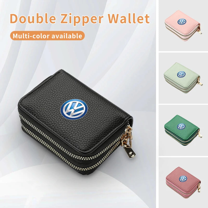 Cup Holders Car Credit Card Wallet Holder Zipper Coin Purse Pocket Accessories For Volkswagen VW Passat Golf Tiguan Scirocco Jet