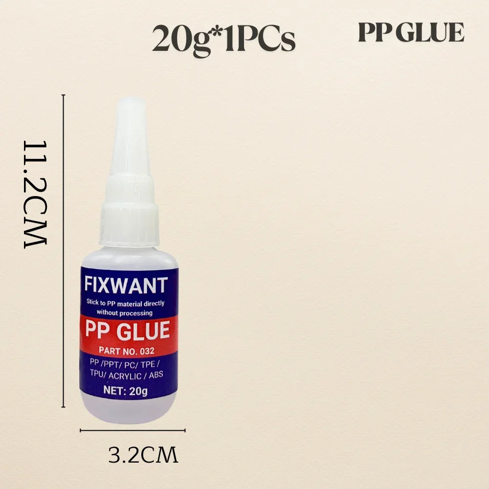 Industrial Special Glue for PP Polypropylene Plastic, Carbon Fiber, Fixes POM Polyoxymethylene, Silicone Fast-Curing Adhesive