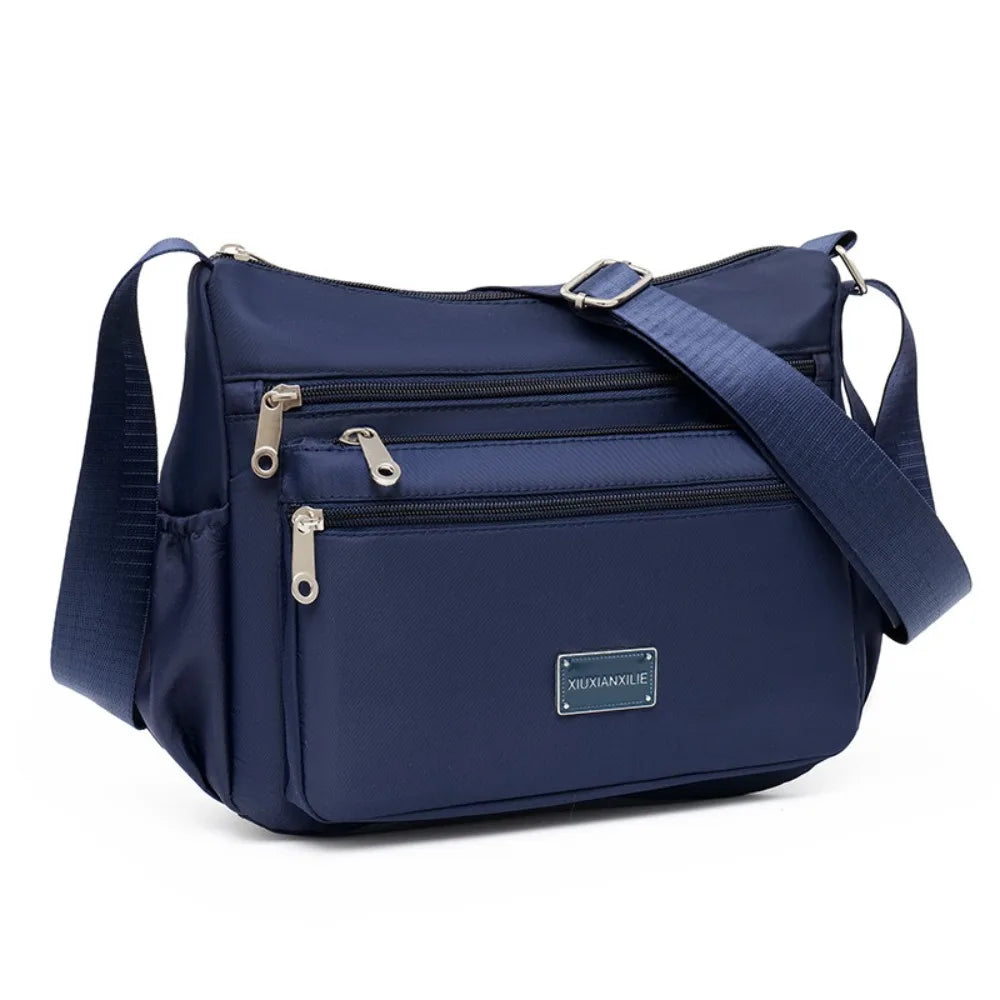 Portable Nylon Messenger Bags Large Capacity Casual Crossbody Pack Solid Color Waterproof Tote Bags Women Girls