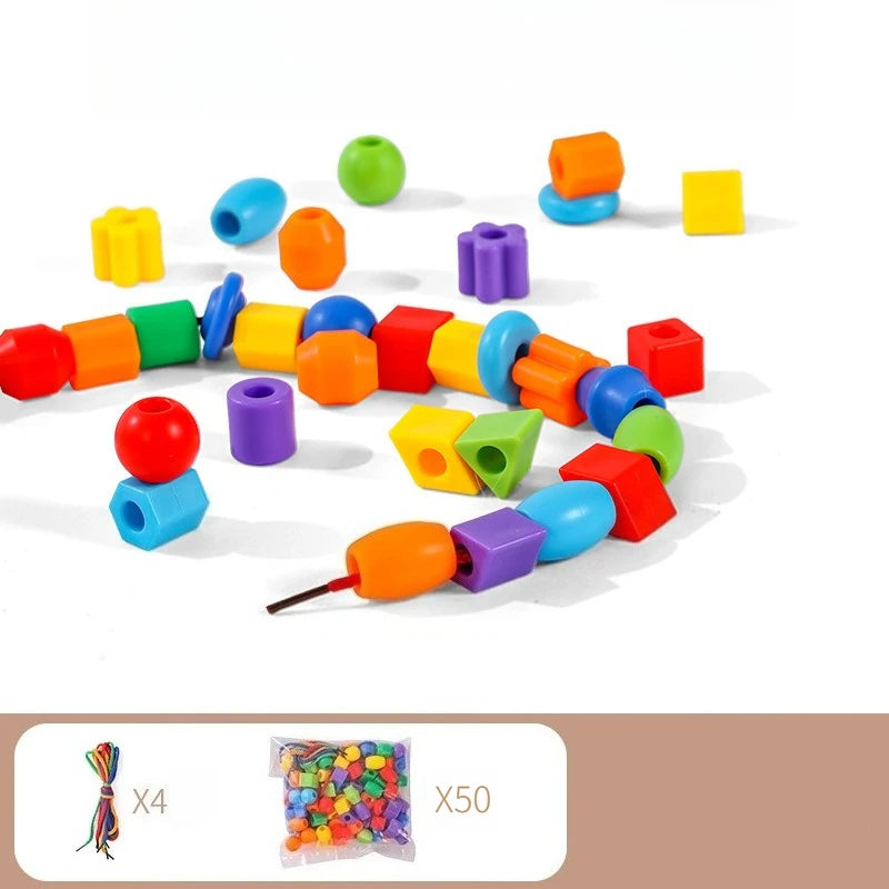 Beads Toys Plastic Children Handmade DIY Puzzle Early Education Toy Rope Threading Games Kids Self Made Bracelet Necklace Gifts
