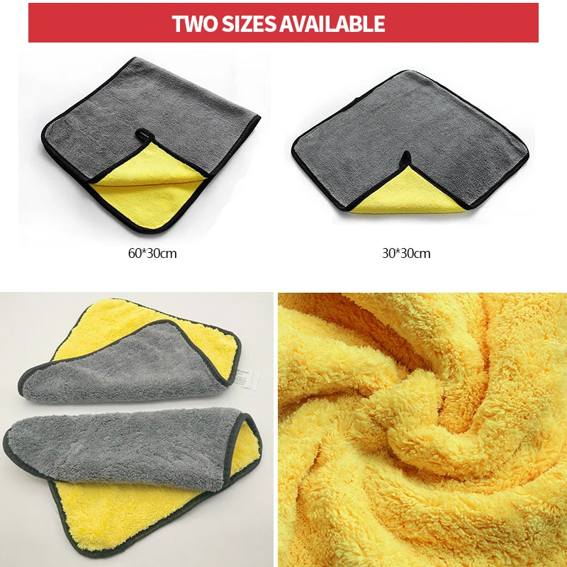 SEAMETAL Microfiber Car Washing Towel 400GSM Double-Sided Coral Velvet Clean Towels High Water Absorption Car Wash Drying Cloth