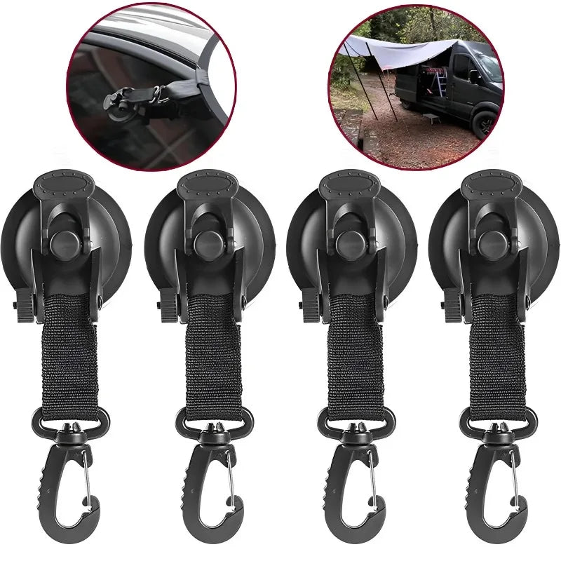 Strong Car Suction Cup Anchor Heavy Duty Tent Securing Hook Outdoor Camping Canopy Awning Tarp Tie Down Carabiner