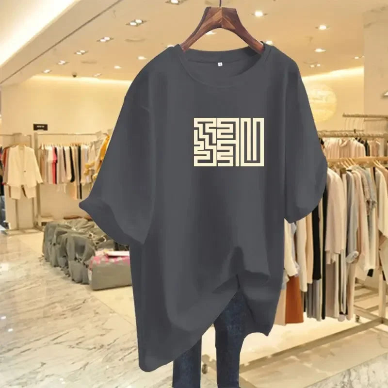 Summer High Quality Women Plus Size T-shirt Casual Harajuku Fashion Cotton Printed T-shirt High Quality Beauty Loose Top T-shirt