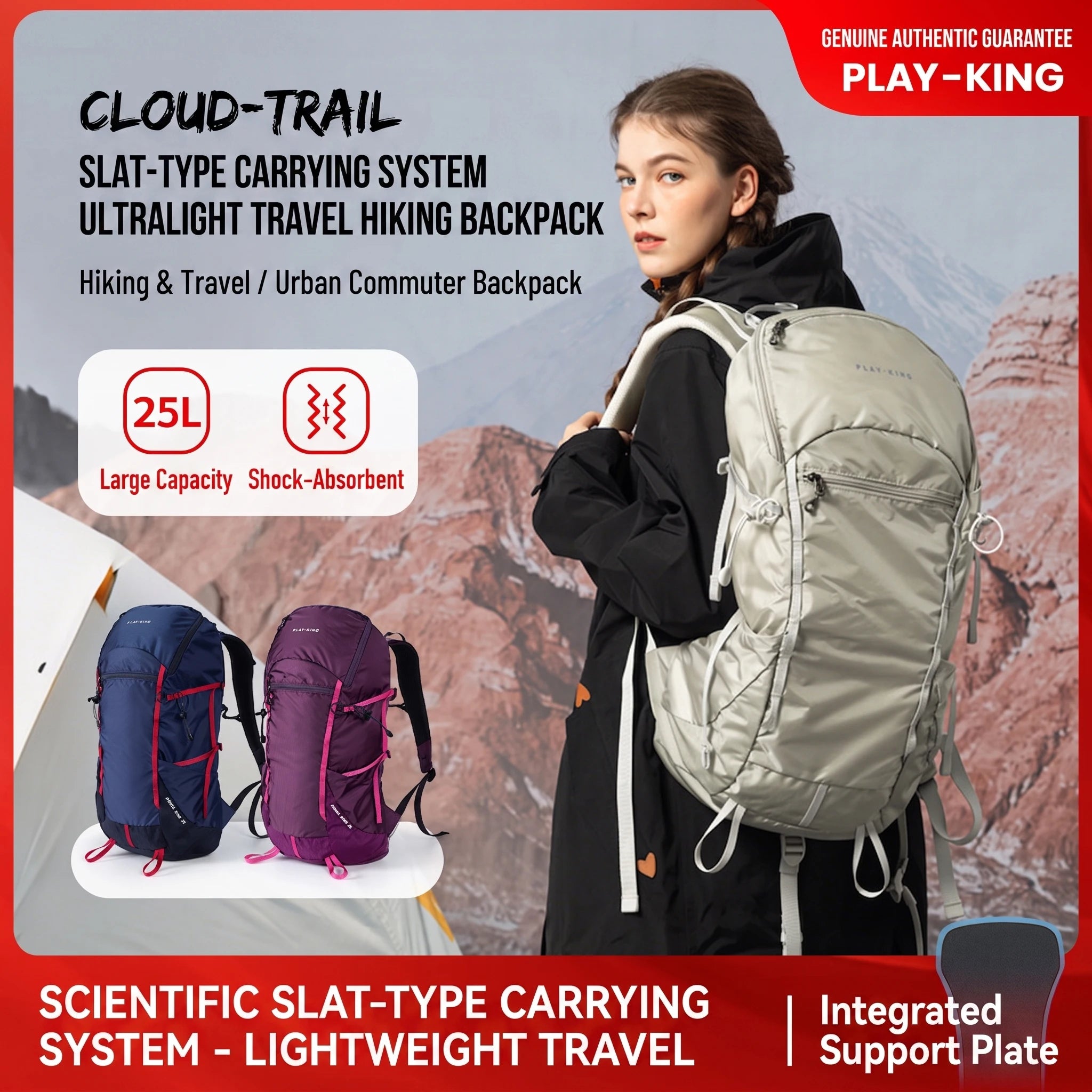 Outdoor professional mountaineering backpack large capacity cycling sports bag lightweight men's and women's camping hiking bag