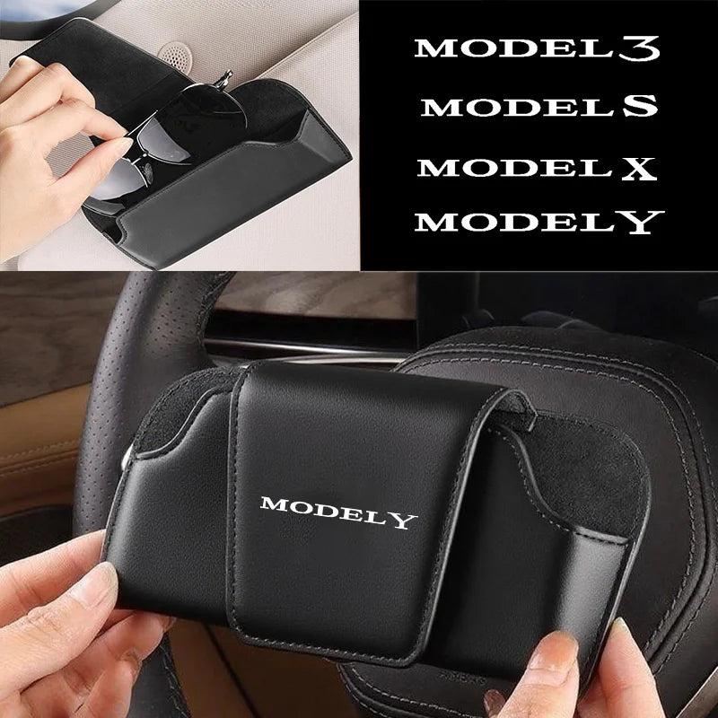 Car Sun Visor Leather Auto Sunglasses Clip Glasses Holder case Storage for Tesla modelY model3 modelX modelS model 3 X S Y