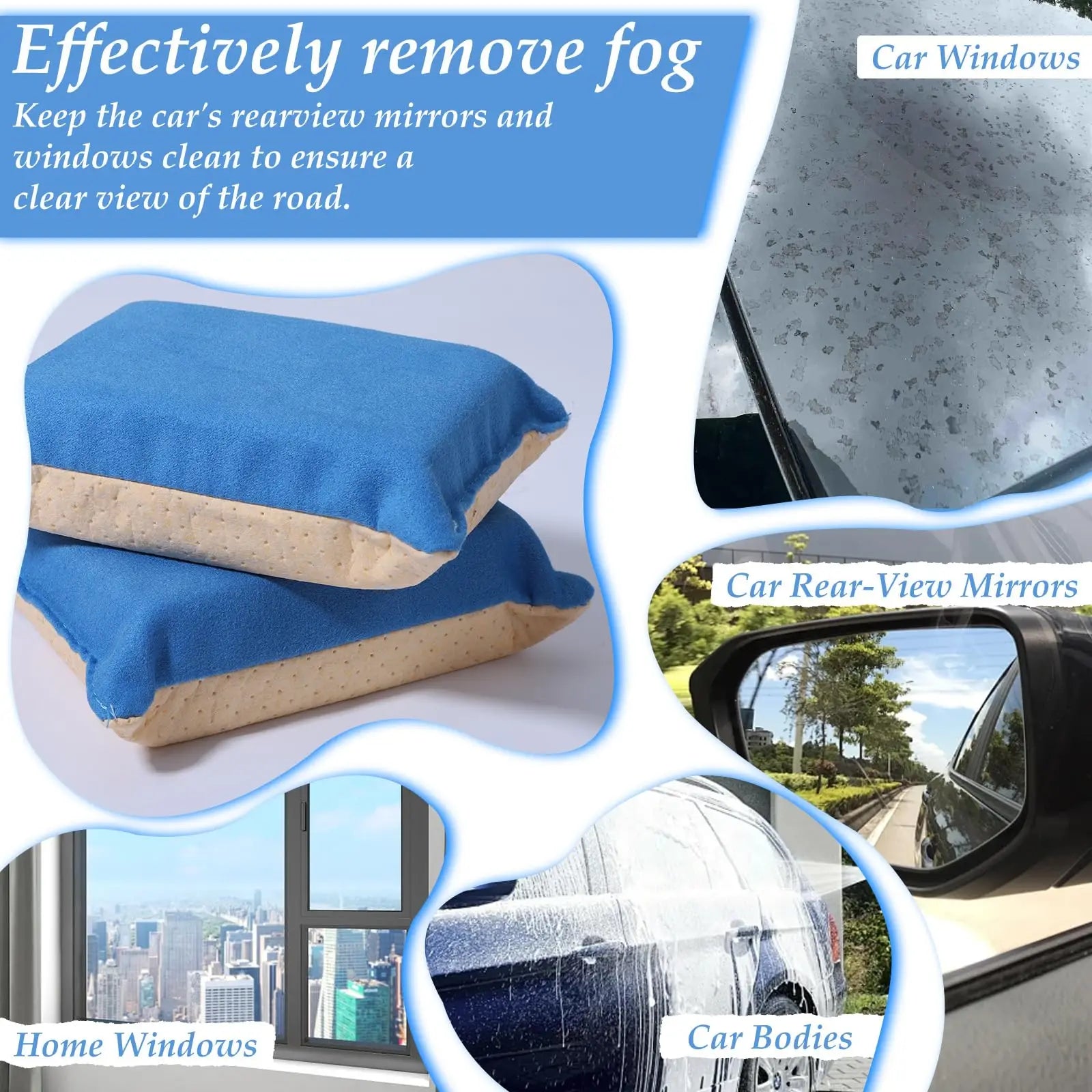 Large Size Super Absorbent Anti Fog Sponge,Car Window Defogger Sponge Windshield Cleaner,Glass Universal Cleaning Tool
