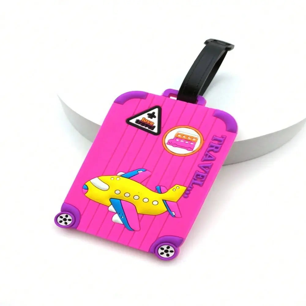New PVC Luggage Tags Cartoon Airplane Anti-lost Baggage Label ID Address Travel Supplies Suitcase Tags