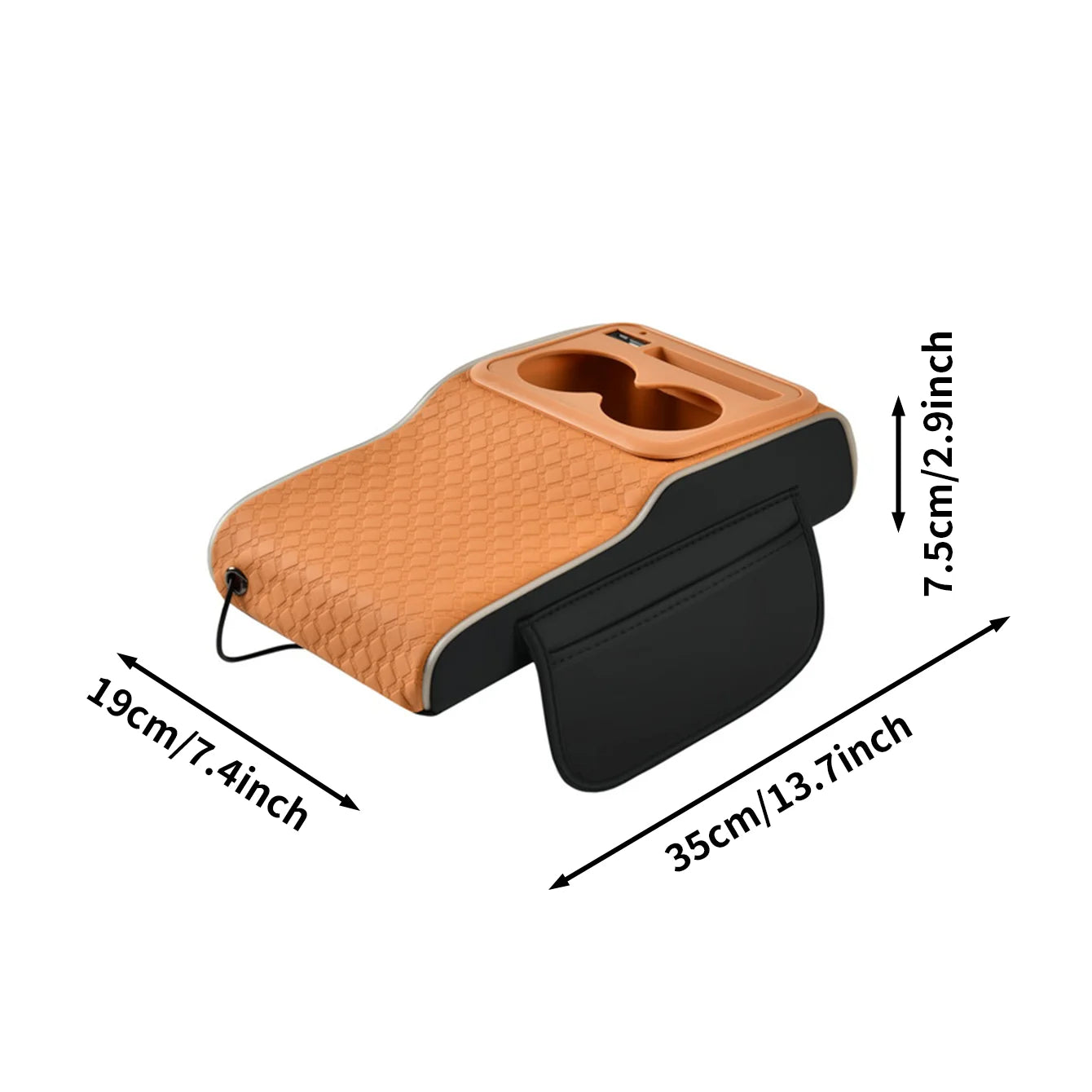 A Multifunctional Car Armrest Box with Interchangeable Cover, Featuring a Starry Laser Projection, Side Light-Emitting Strips, Dual Type-C/Usb Charging Ports for Mobile Phones, Easily Transforms into a Cup Holder, Tissue Box,