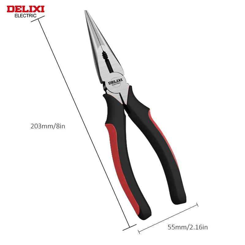 DELIXI ELECTRIC Wire Pliers Sharp Large Opening Diagonal Pliers Needle Nose Pliers for Cutting Twisting and Clamping MetalWires