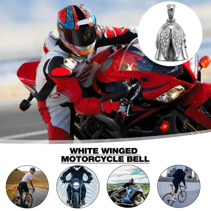 Guardians Angel Ride Cycling Motorcycle Bell Keychain Titanium Steel Retro Lucky Exorcist Bell Motorcycle Hanging Riding Bell