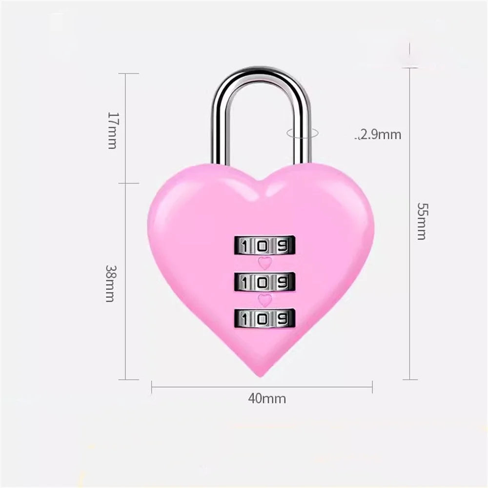 Heart Shaped 3 Digit Password Lock Mini Combination Padlock For Couple Wedding Party Favor Travel Accessory Anniversary Gift