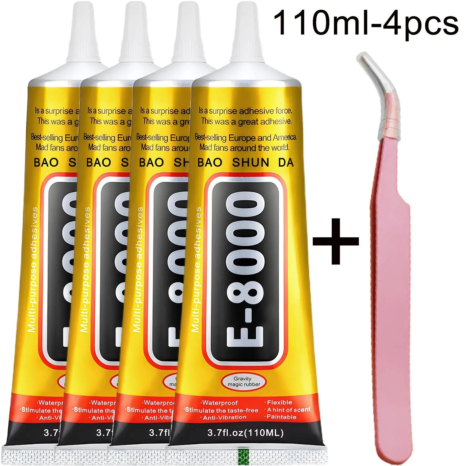 E-8000 15/50/110ML Transparent Phone Screen Repair Glue E8000 Universal Glass Plastic DIY Adhesive With Precision Applicator Elastic Glue Tools Includes tweezers.