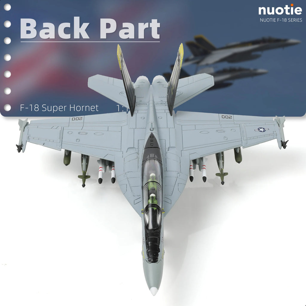 NUOTIE 1/100 F/A-18 Super Hornet Diecast Metal Fighter Jet Model Kits Pre-Build Replica 1943-2018 Jolly Roger Livery Military