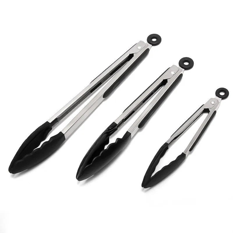 7/9/12inch Silicone Kitchen BBQ Tongs Stainless Steel Locking Cooking Tongs with Silicone Tips Non-Slip Food Tongs for Cooking