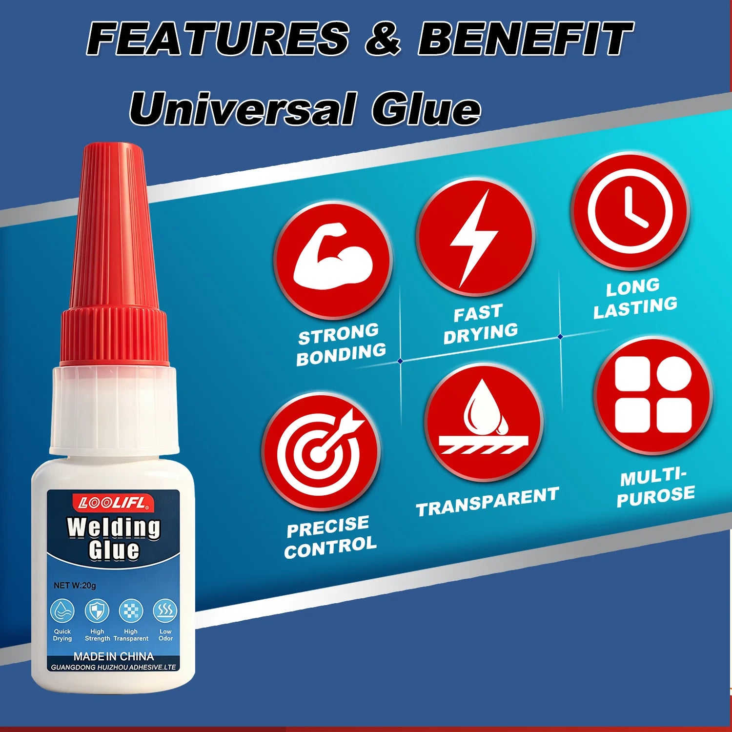 1-7Pc Brand-new Super Glue High Strength Universal Welding Glue Instant Adhesive Fast Drying For Repair Metal Plastic Bond Tools