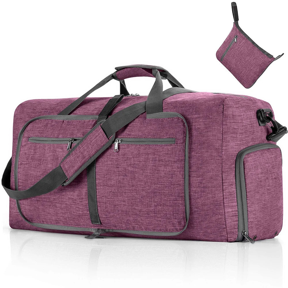 Travel Duffle Bag for Men 65L Foldable Outdoor Travel Duffel Bag with Shoes Compartment Overnight Bag for Men Women Handbag