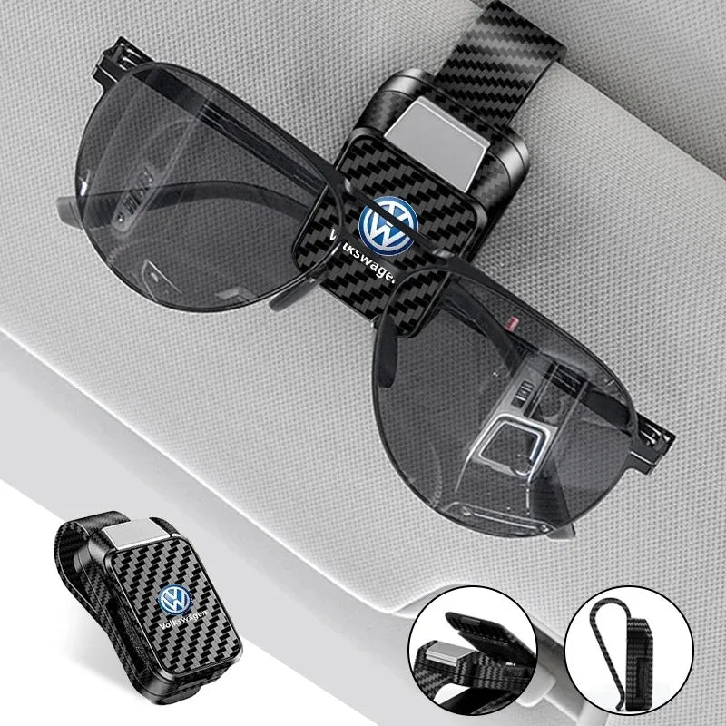 1PC Car Sun Visor Glasses Clips Interior Eyeglasses Storage Holder For VW GTI Polo Golf Passat Tiguan Arteon Touareg Taigo Jetta