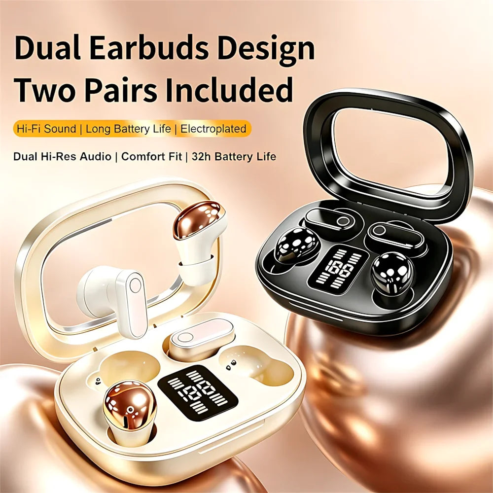 Electroplated TWS In-Ear Wireless Earphone Long Battery Life Digital Display 2-In-1 Dual Headphone Subwoofer Stereo Game Earplug