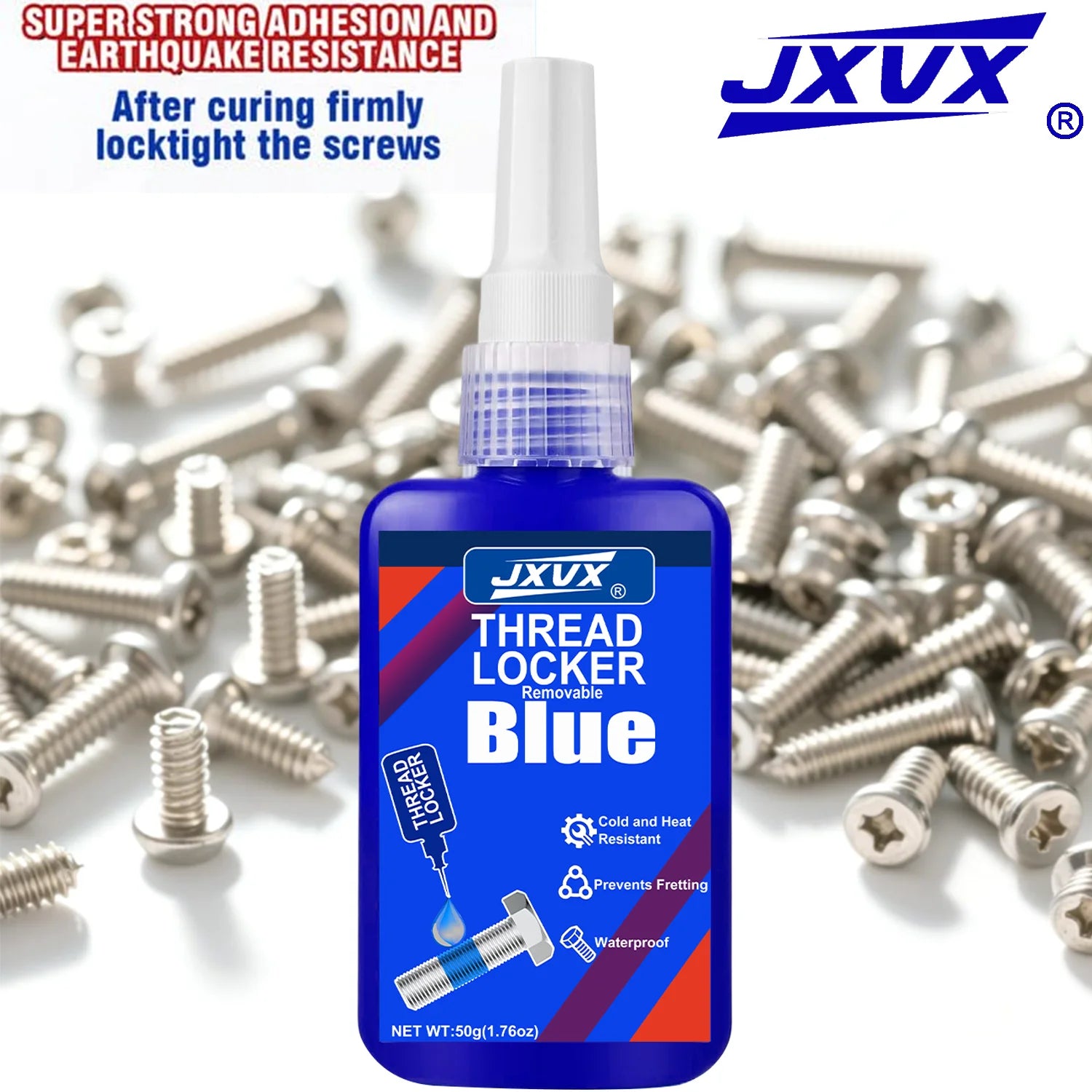 50ml Thread Locking Agent, Medium Strength Blue Anaerobic Adhesive for Fixing Screws and Nuts, Anti-Loosening, Anti-Corrosion, Oil Resistant, Blue Loctite