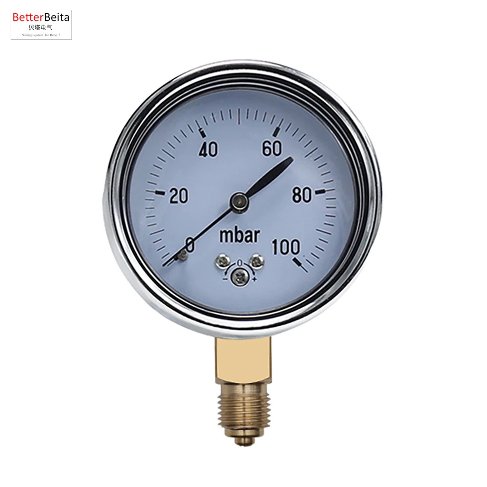 0-16mbar 50mbar 60mbar 100mbar 200mbar Calibratable mbar Pressure Meter mbar Gauge Adjustable Gas Micro Pressure Gauge Manometer