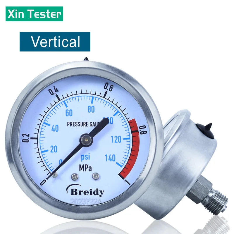 Xin Tester Dia 100mm Pressure Gauge 0-60MPa Glycerin Free Air Oil Hydraulic 0-60mpa Anti-vibration Manometer Thread G1/2 G1/4