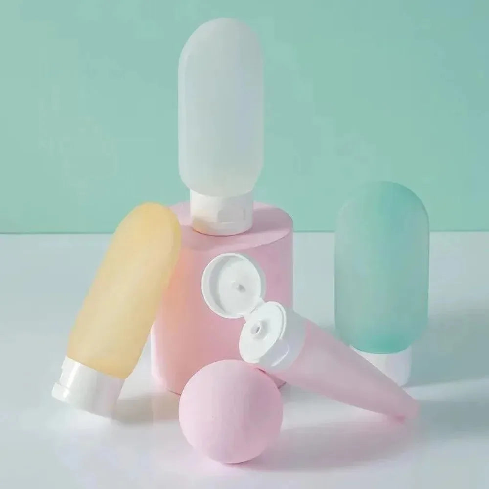 4Pcs 60ml Travel Botttle Set Refillable Bottles Soft Cream Lotion Shampoo Squeeze Tube Empty Cosmetic Containers Makeup Tools