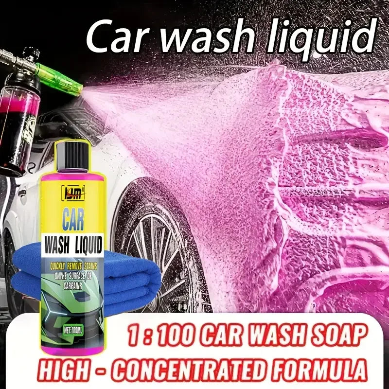 KJM High Concentration Car Wash Liquid - 100% Car Wash Soap, High Foam Pink Formula Designed to Remove Grease and Dirt
