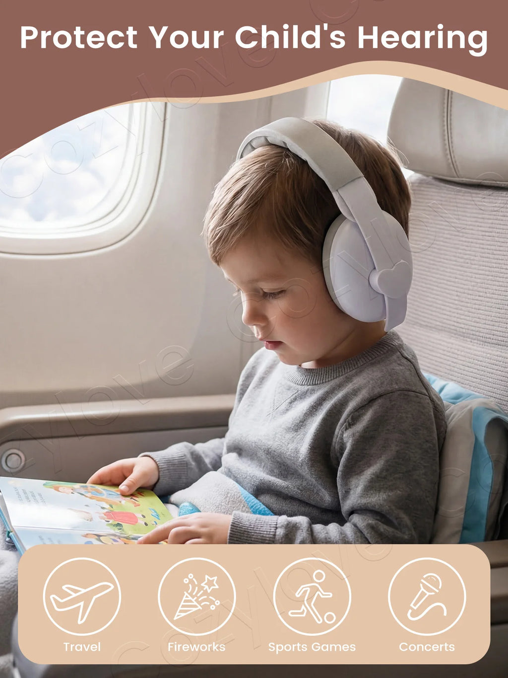 Baby Noise Cancelling Headphones | Adjustable Infant Hearing Protection Earmuffs for Airplanes, Concerts & Events