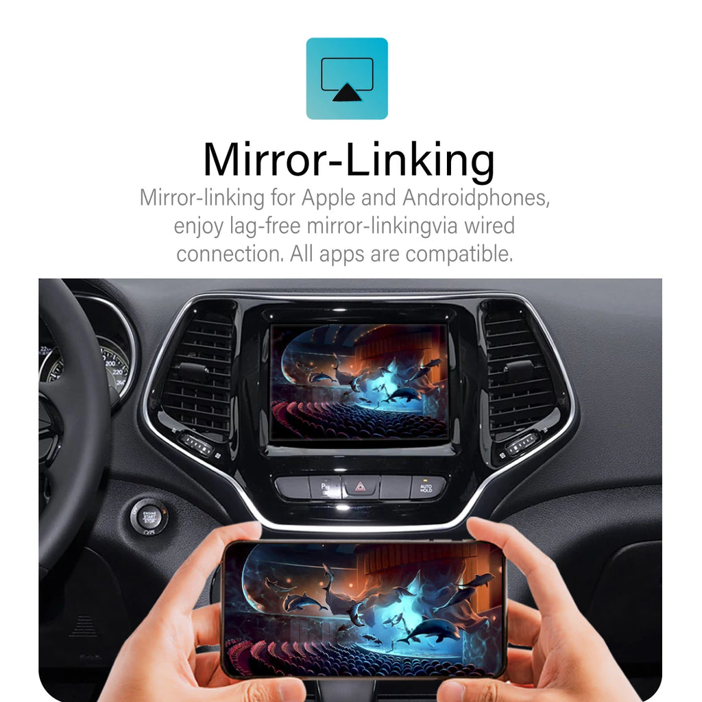 Wireless Car Play Module Apple Android For Jeep Grand Cherokee XJ KL Wrangler Compass Commander Uconnect 8.4in