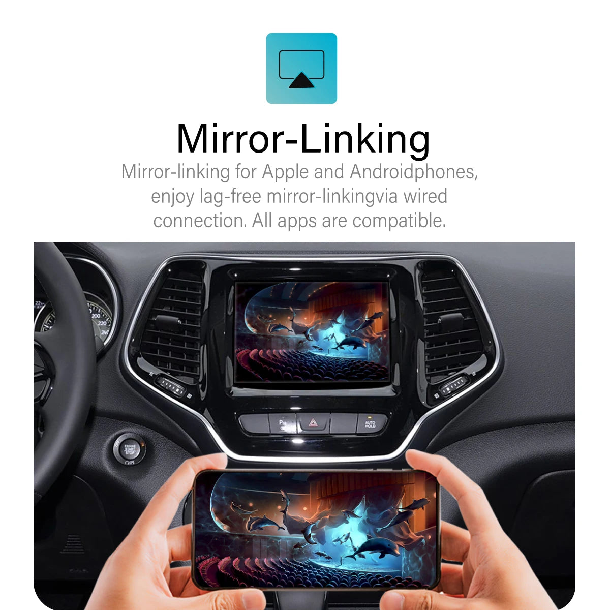 Wireless Car Play Module Apple Android For Jeep Grand Cherokee XJ KL Wrangler Compass Commander Uconnect 8.4in