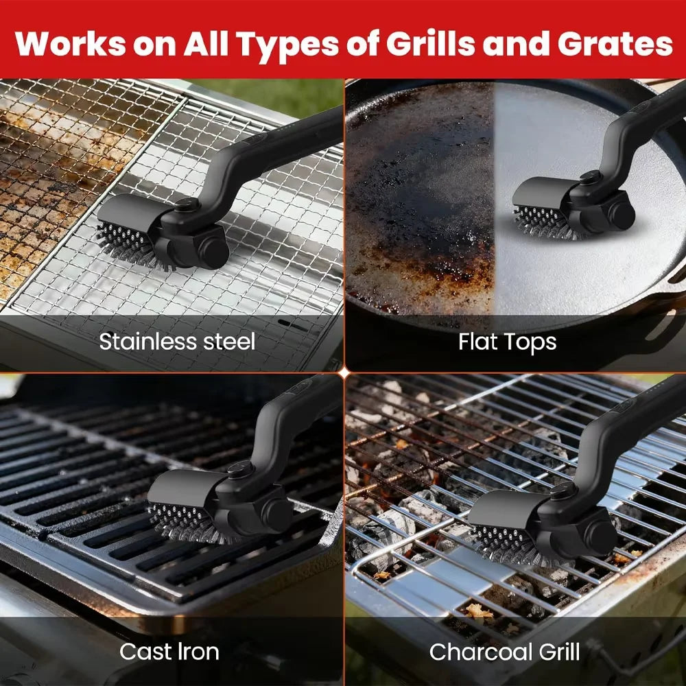 Electric BBQ Cleaner Brush Wireless Stainless Steel Rotary Grill Brush for Outdoor Grill Steam BBQ Cleaning Brush Accessoires