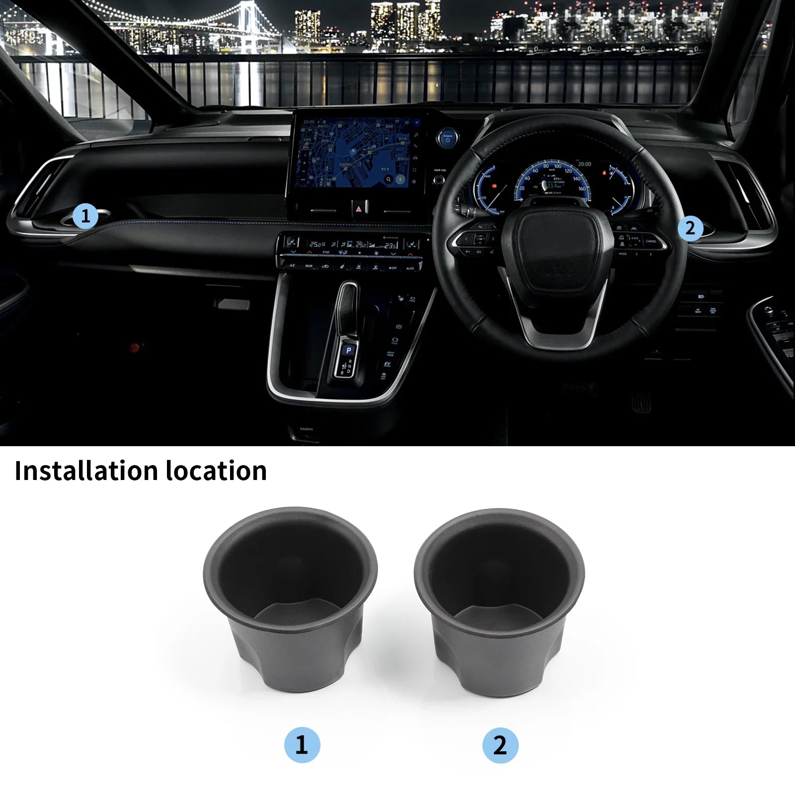for Toyota Voxy 90 2022-2024 Car Cup Holder TPE Shock-Absorbing Water Cup Storage Tray Dashboard Drinks Holder Accessories 2pcs