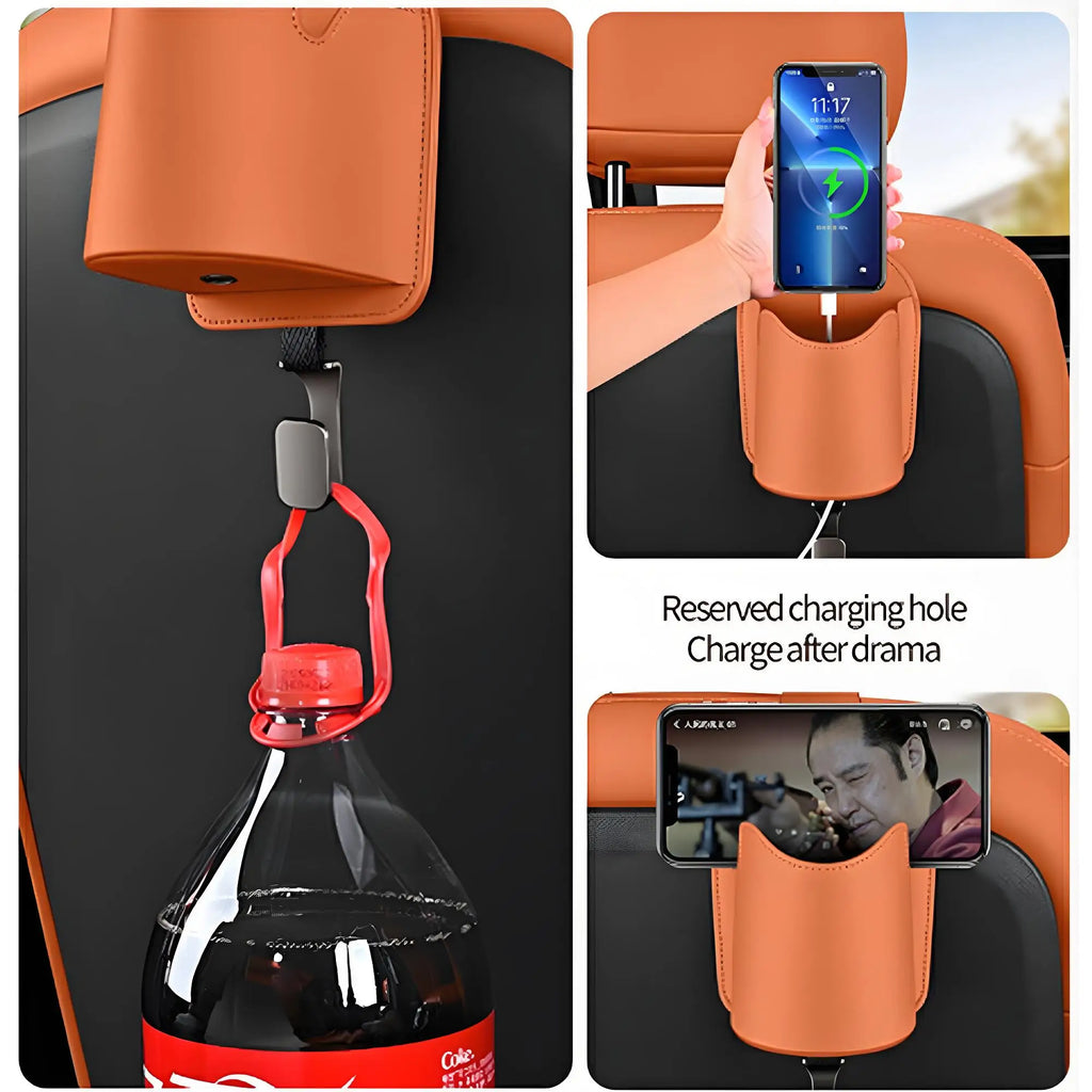 Car Seat Cup Holder Car Seat Back Phone Hook Car Seat Storage Holder Rear Seat Storage Box Car Seat Back Storage Bag with Hook