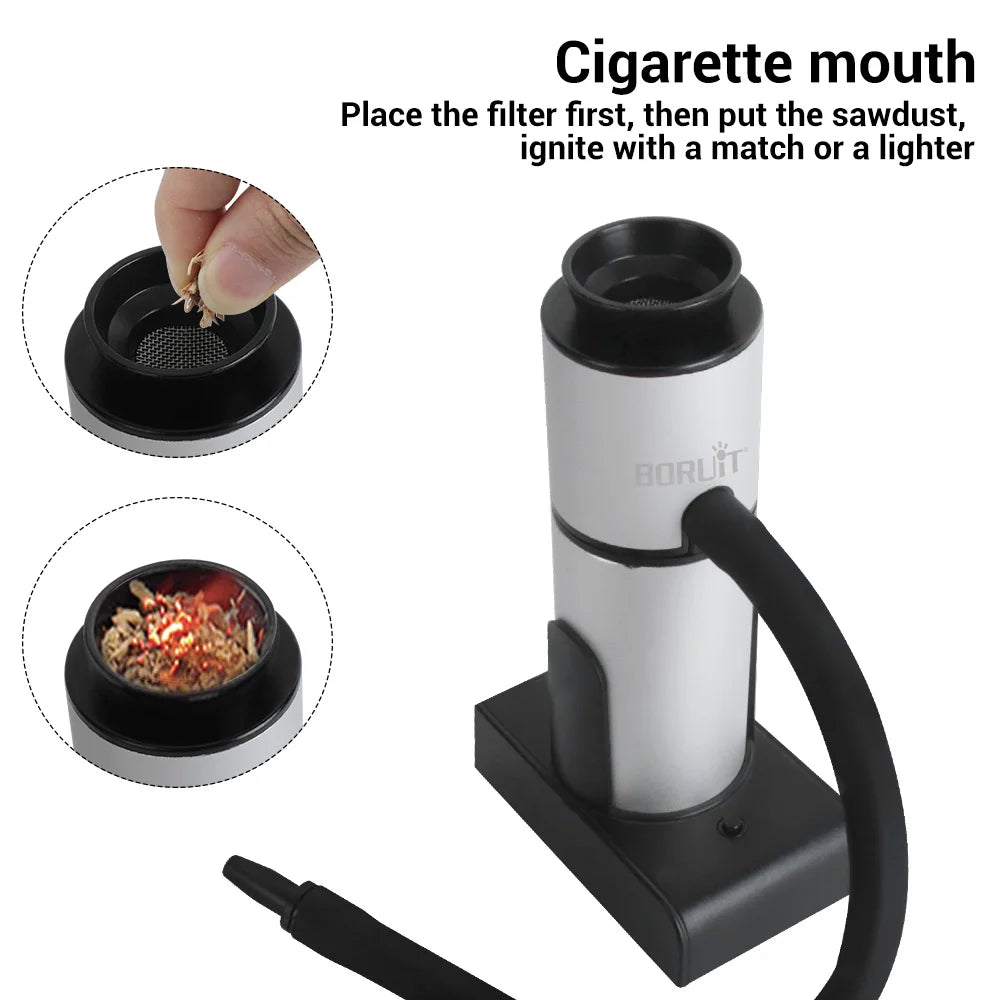 BORUiT Portable Molecular Cuisine Smoking Gun Smoke Infuser Food Cold Smoke Generator Meat Burn Smokehouse Cooking for BBQ Grill