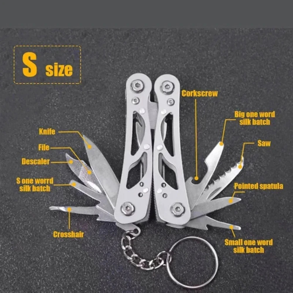 NEW Compact Stainless Steel Folding Multitool Pliers with Keychain Outdoor Camping Survival Tool for Hunting/Repair/Wire Cutting