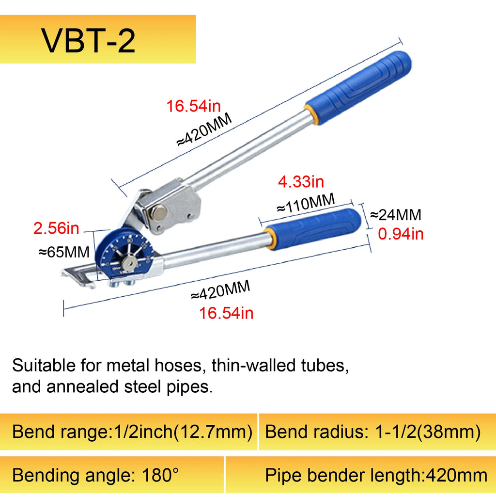 VBT Manual Copper Tube Bender Pipe Bending Tool for HVAC Brake Fuel Line 6 8 10mm Portable Handheld Bender