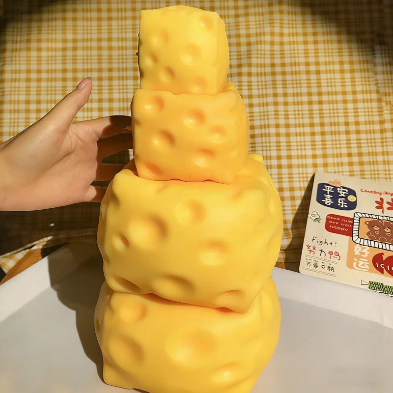 Squishy Square Cheese Squeeze Toys Slow Rebound Push Stress Relief Sensory Toy Soft Butter Cheese Fidget Toy Christmas Present