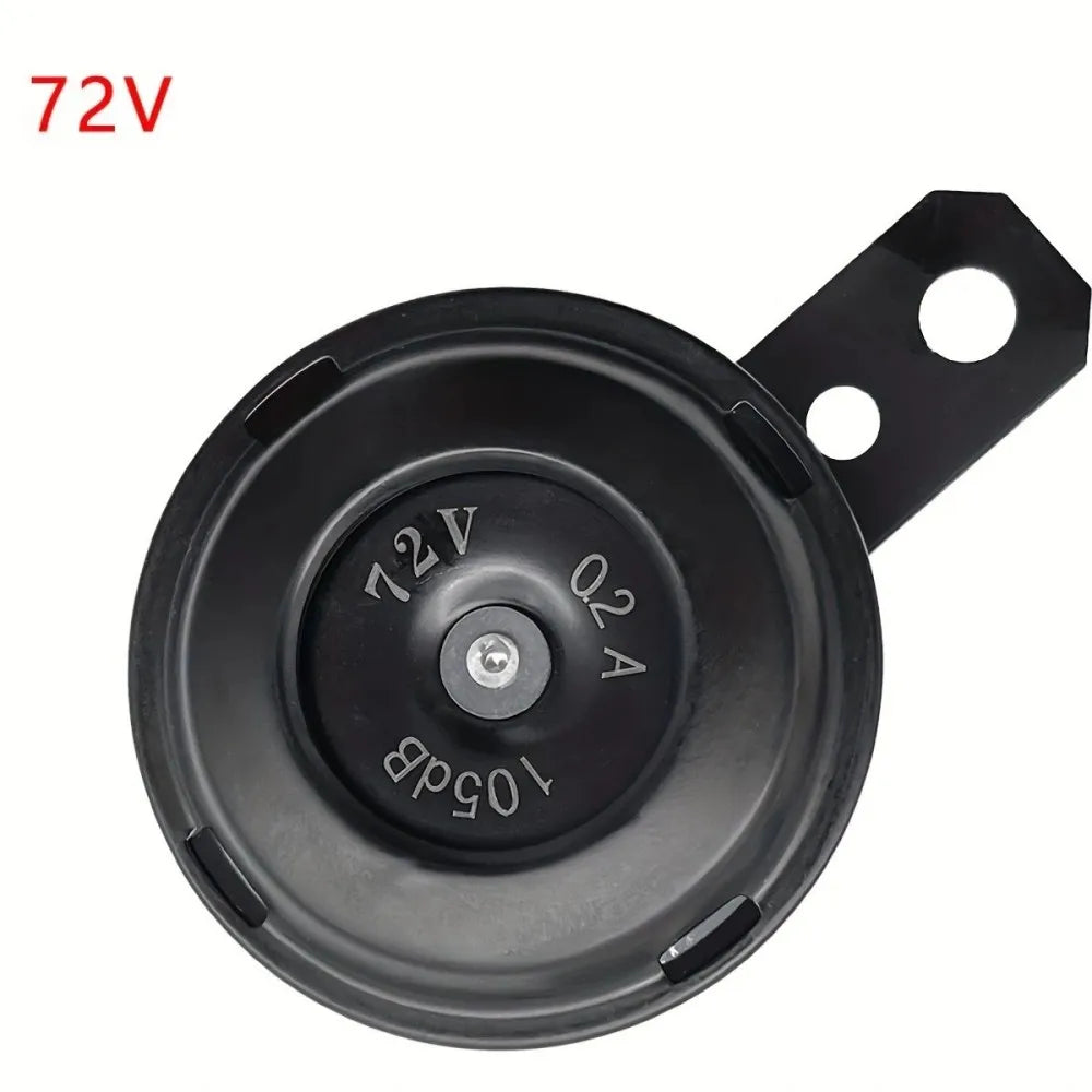 Universal Motorcycle Electric 12V 1.5A/48V 60V 72V 0.2A  Round Black Basin Air Horn Motorbike Loud Disc Speaker 105dB,Pack of 1