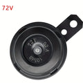 Universal Motorcycle Electric 12V 1.5A/48V 60V 72V 0.2A  Round Black Basin Air Horn Motorbike Loud Disc Speaker 105dB,Pack of 1