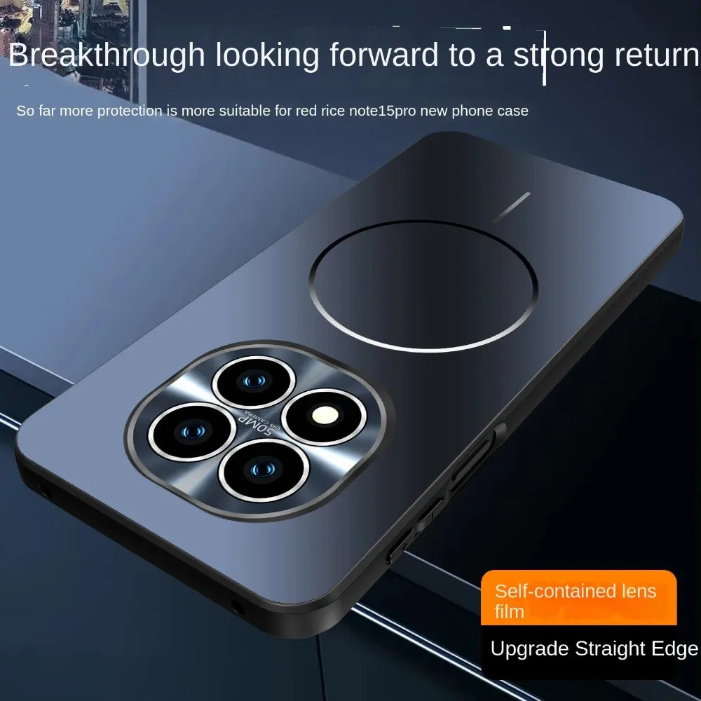 Micro-frosted Ice Feeling Explosion-proof All-inclusive Lens Magnetic Ring Case For Mi Redmi Note 15 Pro 15Pro+ Protection Cover