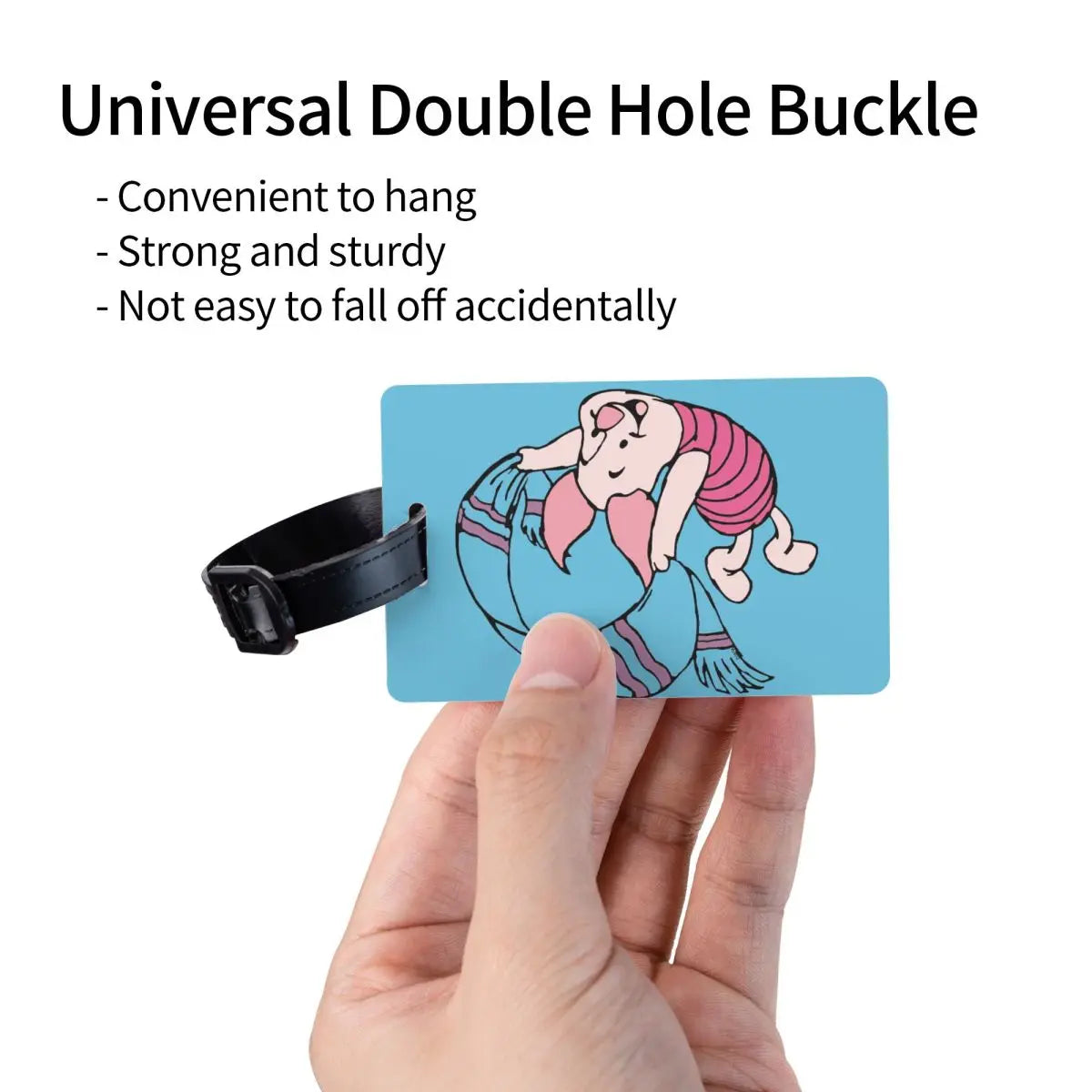 Custom Happy P-Piglets Anime Big Movie Luggage Tag With Name Card Privacy Cover ID Label for Travel Bag Suitcase