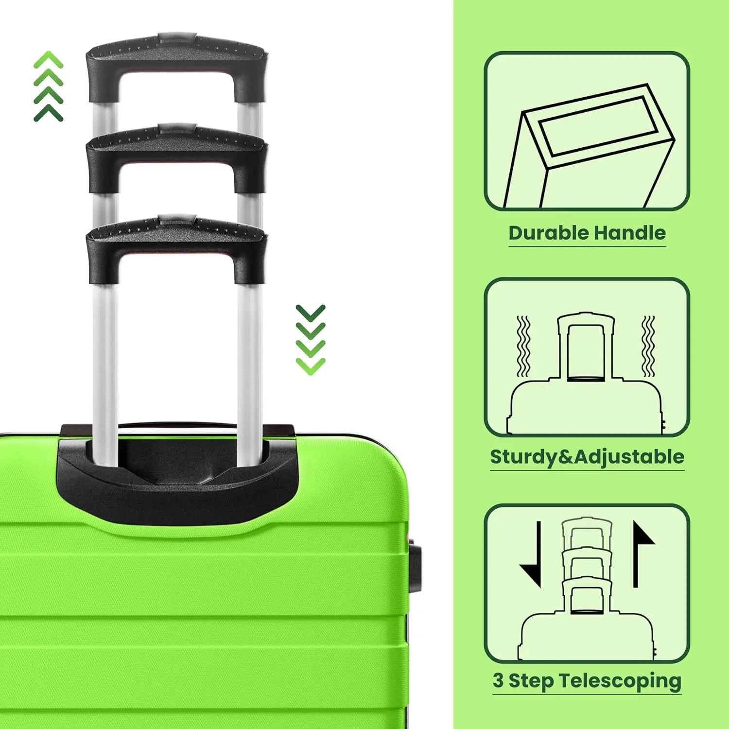 3 Piece PC ABS Hardshell Luggage Set Lightweight Travel Suitcases 4 Double Spinner Wheels TSA Lock, Customized