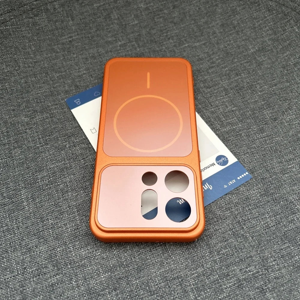 Original Nano Frosted Glass For Magsafe Magnetic Phone Case For OPPO Find X9 X9Pro Wireless Charge Shockproof Orange Armor Cover