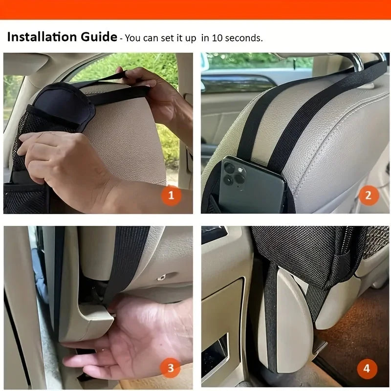 Car seat side storage hanging bag.