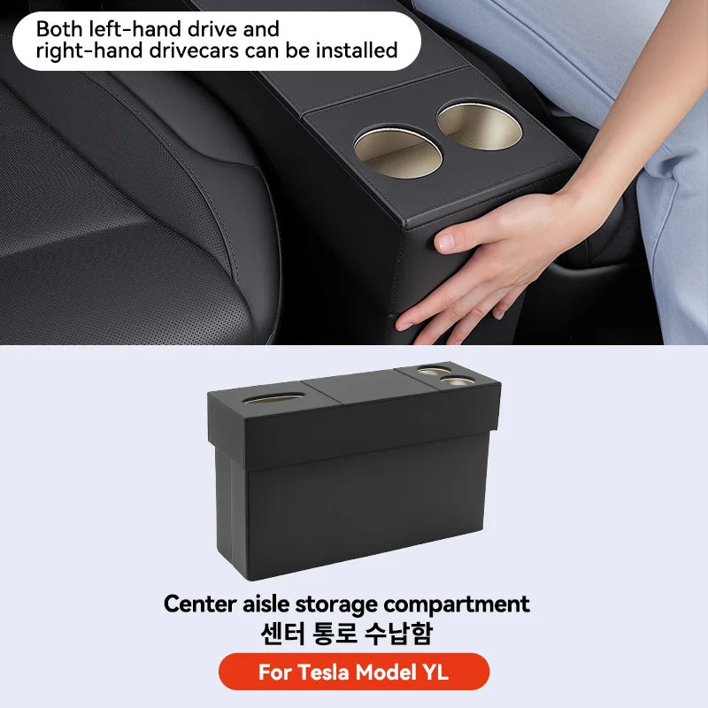 YZ Seat Aisle Box Storage Box for 6-seater Tesla Model YL, Second Row Seat Aisle Multi-purpose In-Car Storage Organizer Box