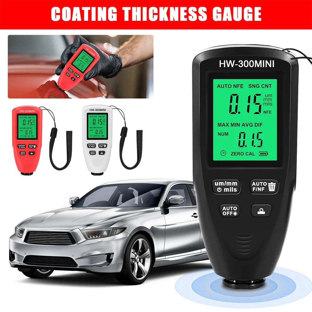 HW-300PRO Digital Paint Thickness Gauge Width Measuring High Precision Car Metal Coating Thickness Tester For Manufacturing