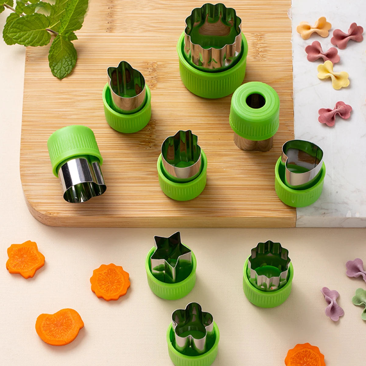 9PCS Stainless steel vegetable fruit flower cutter full hand protection butterfly face mold printing mold cake biscuit mold