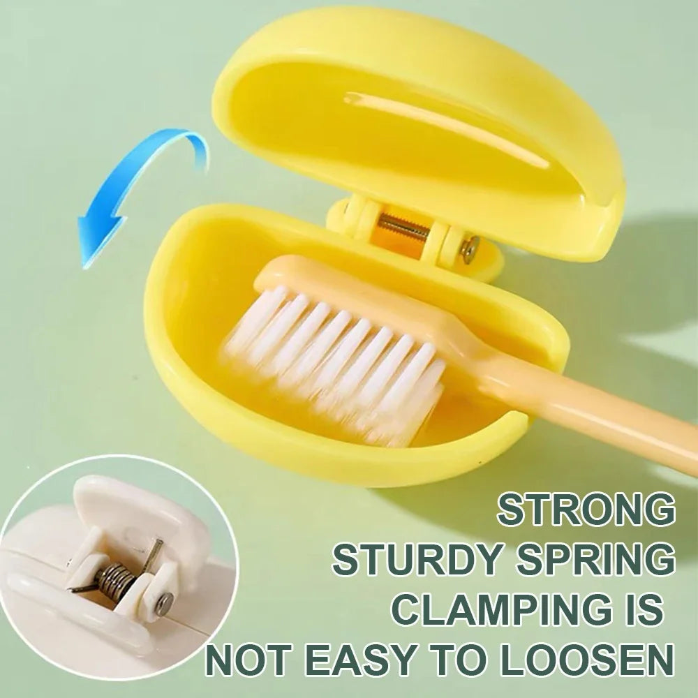 Portable Toothbrush Head Clip Household Dustproof Protective Cover Holder with Strong Spring for Travel