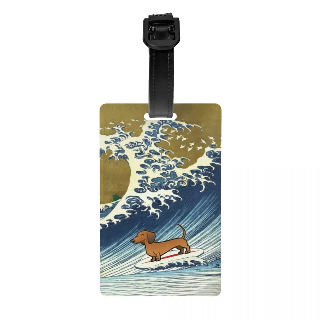 Custom Dachshunds Dog Luggage Tag Privacy Protection Badger Sausage Wiener Baggage Tags Travel Bag Labels Suitcase